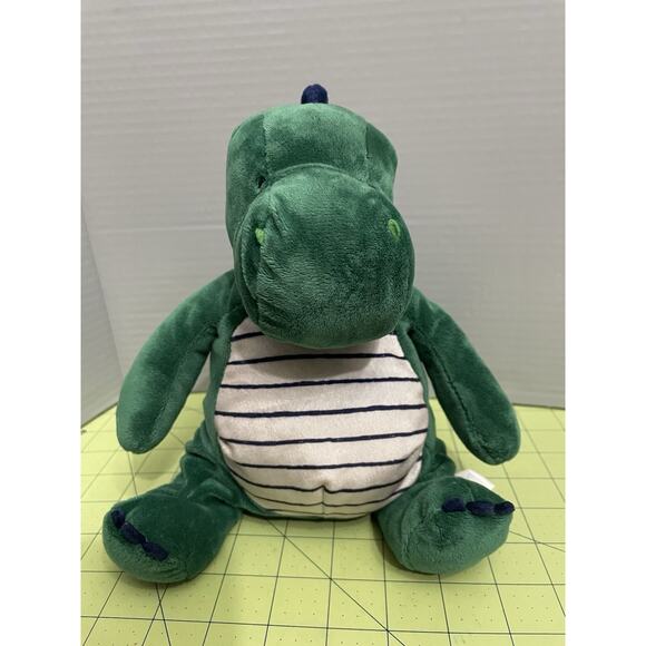 Carters Just One You Musical Green Dinosaur Plush Stuffed Animal Blue Stripes - Picture 1 of 9